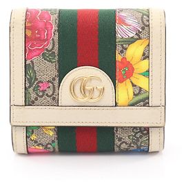 Gucci Ophidia GG Floral Sherry Line Bi-fold Wallet Multiple colors Beige
