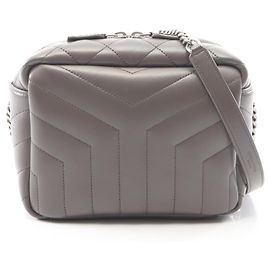 Bolsa de ombro em couro cinza Yves Saint Laurent Marrom