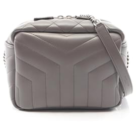 Sac à épaule en cuir gris Yves Saint Laurent Marron