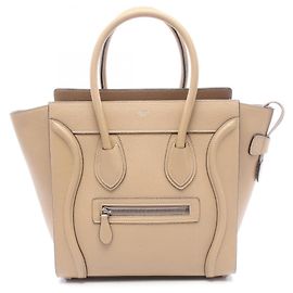 Céline Celine Luggage Micro Shopper Handbag Beige
