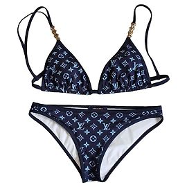 Conjunto de bikini Louis Vuitton Monogram Azul Azul oscuro