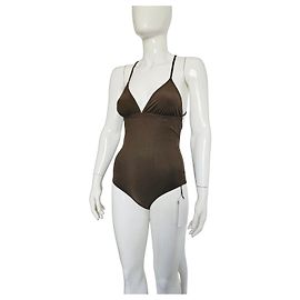 Céline Costume da bagno intero Celine Triomphe color Olive Marrone