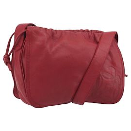 LOEWE Shoulder Bag Leather Red Gold Auth bs36743A Red Golden