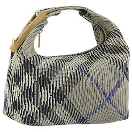 BURBERRY Mini Peg Duffel Bag Handtasche aus Baumwolle, Hellblau, Goldfarben Auth 196081A Andere Hellblau