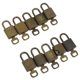 LOUIS VUITTON Set di 10 Lucchetti Lucchetto metallo Gold LV Auth 192565 D'oro