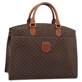 Céline Sac à main CELINE Macadam Canvas PVC Cuir Marron Or Auth 196285 Marron Doré