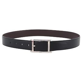 CARTIER Belt Leather 37.8"" Black Silver Auth 196125V Black Silvery