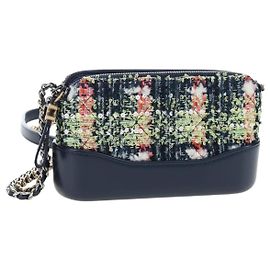 Borsa a tracolla con catena CHANEL Gabrielle de Chanel Tweed Navy Gold CC Auth BA14596SAM Altro Blu navy