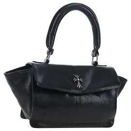 Borsa a mano Chrome Hearts CH Cross in pelle nera e argento Auth 187617SM Nero Argento