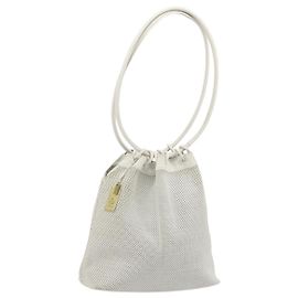 Bolsa de Ombro GUCCI em Lona Micro GG e Couro Branca 90644 Auth 195055 Branco
