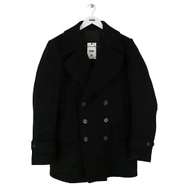 Burberry Black Wool Coat Men Black