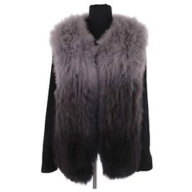 Maje Grey Fur Coat Grey