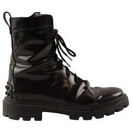 Stivaletti stringati in pelle nera Tod's Nero