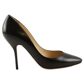 Jimmy Choo Black Leather Heels Size 37 Black