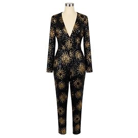 Combinaison à sequins V Neckline Sunny Mood Noir Farm Rio Noir