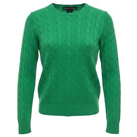 Ralph Lauren Black Label Slim Fit Kaschmirpullover mit Zopfstrick in Grün Grün