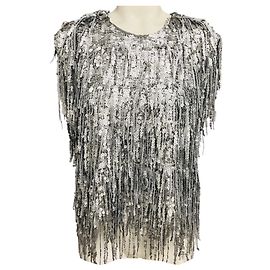 Rag & Bone Gunmetal Billie Sequin Top Metallic