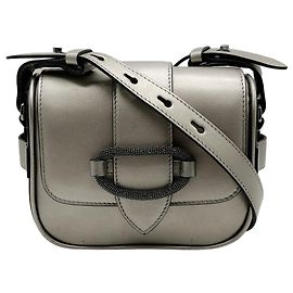 Bolsa Crossbody em couro Brunello Cucinelli Champagne Grey Cinza