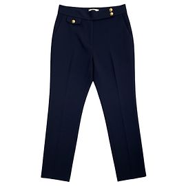 Pantalon Renzo Slim Leg Veronica Beard Bleu Marine avec Boutons Blason Dorés Bleu Marine