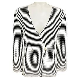 Autre Marque Armani Collezioni Gestrickter Cardigan Gestreift Weiß / Schwarz Mehrfarben