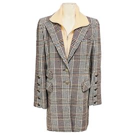 Veronica Beard Ivory / Teal Multi Plaid Jacket with Ivory Wool and Cashmere Knit Dickey Multiple colors