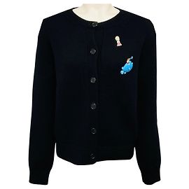 Loewe schwarzer Strickcardigan aus Wolle mit Pin-Verzierungen Schwarz