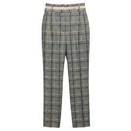 Peserico Grey Tailored Plaid Wool Pants Grey