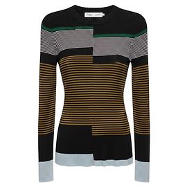 Camisola de malha canelada com riscas multicoloridas pretas Proenza Schouler White Label Multicor