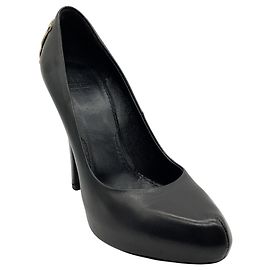 Givenchy Black Leather Platform Pumps with Gold Metal Embellishment Black