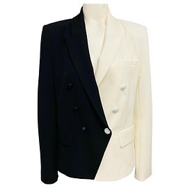 L'Agence Ecru / Black Kenzie Colorblock Double Breasted Blazer Multiple colors