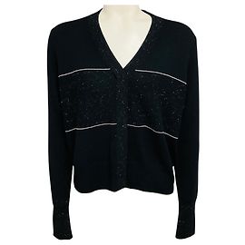 Peserico Strickjacke mit Schimmer in Schwarz / Silber mit Monili Schwarz