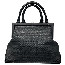 Autre Marque Sac à main Perrin Paris en cuir tressé noir avec poignée supérieure Noir
