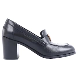 Hermès Dauphin 70 Leder-Loafer 38 für Damen in Black Constance 231041Z Schwarz