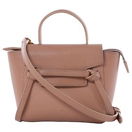 Céline Bolsa de mão 2 formas Celine Belt Bag Pico em couro Bege Bege