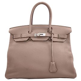 Hermès Sac à main Hermes Birkin 35 en cuir Togo grisâtre Gris