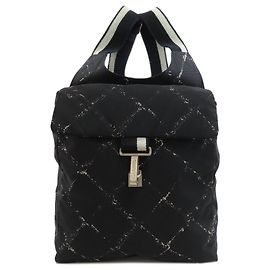 Chanel Travel Line Black Nylon Backpack Black