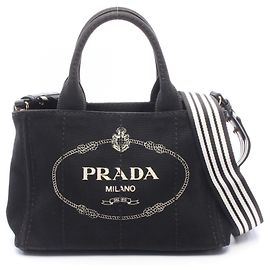 Borsa Tote 2-Way Prada CANAPA Nero Bianco