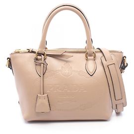 Prada GLACE'CALF 2-Way Handbag Beige