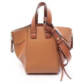 Loewe Hammock Leather Handbag Brown Brown