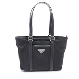 Saco Tote Prada com logótipo triangular preto Preto