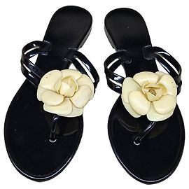 Chanel Camellia Jelly Sandals Black Other