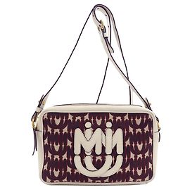 Bolsa de Ombro em Couro Miu Miu Marrom Branco
