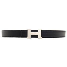 Hermès Hermes H-Belt: Reversible Leather Belt Brown Black
