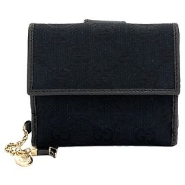 Gucci Black GG Canvas Bi-fold Wallet Black