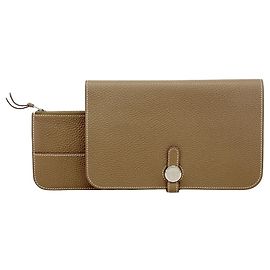Hermès Cartera larga Hermes Dogon GM Gris pardo
