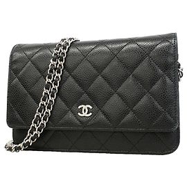 Chanel Matelassé Chain Shoulder Wallet Black