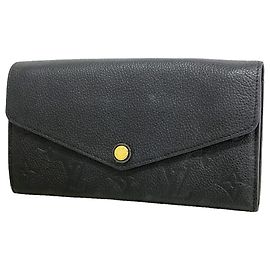 Louis Vuitton Monogram Empreinte Portefeuille Sarah Long Wallet Noir