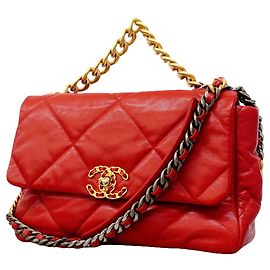 Chanel Red Leather Handbag Red
