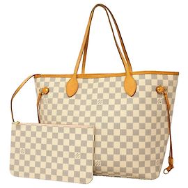 Borsa Tote Louis Vuitton Damier Azur Neverfull MM Rosa