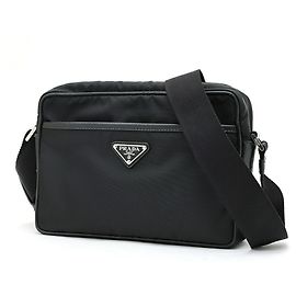 Borsa a tracolla Prada in nylon e pelle Saffiano Nero